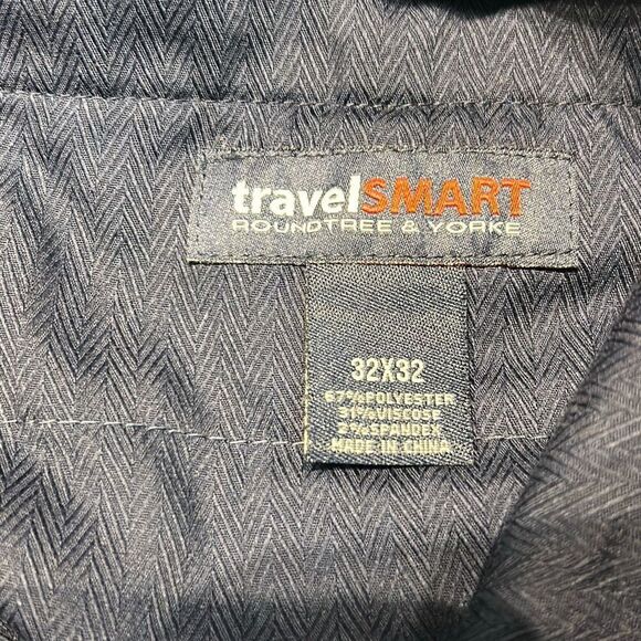Roundtree & Yorke TravelSmart Mens Pants Slacks Sz 32x32 Charcoal Black Check - Picture 7 of 8